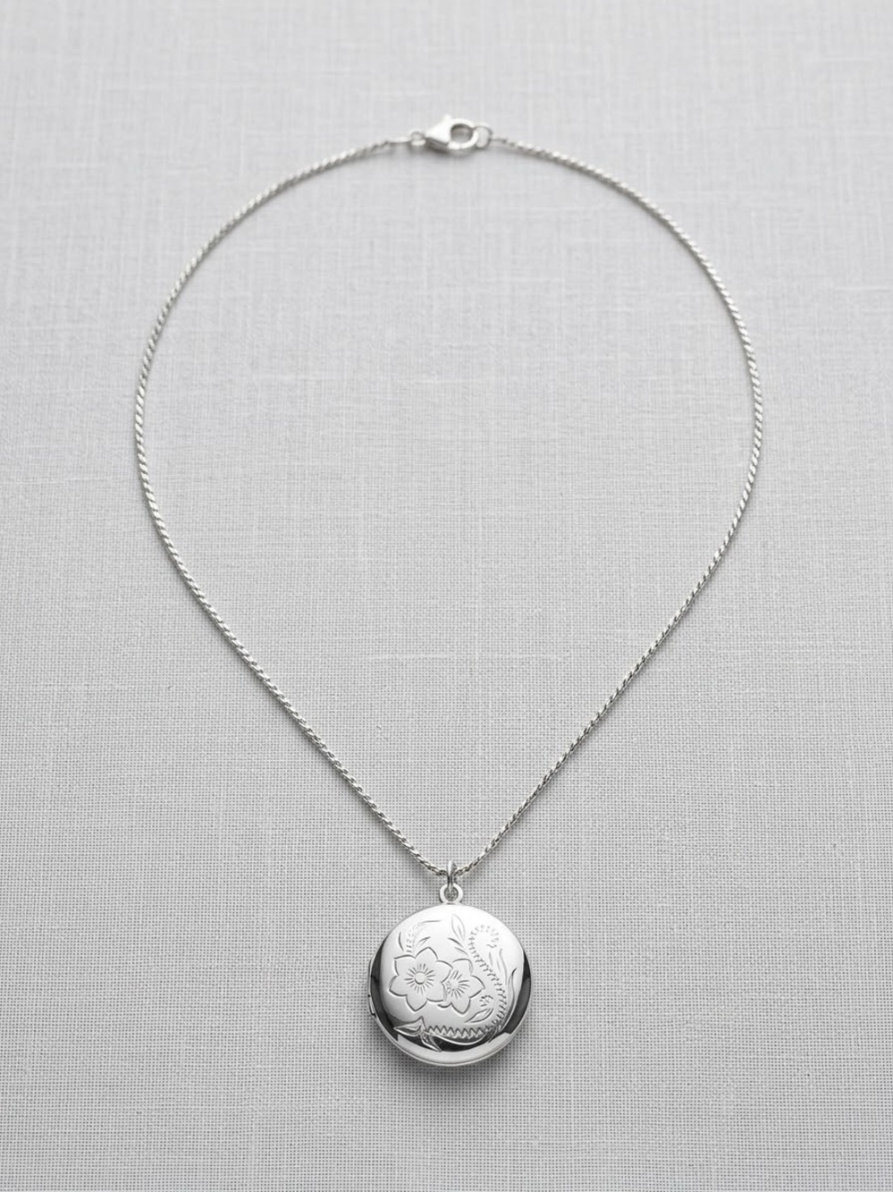Silver Floral Locket Necklace